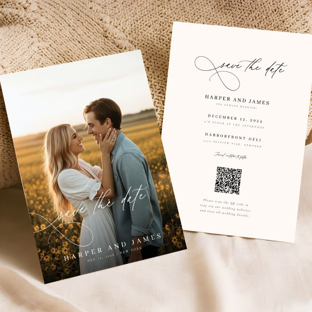 Romantic Minimalist Full Photo Double Sided Save The Date (Creator Uploaded)