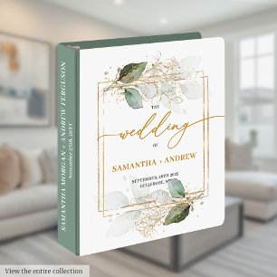 Romantic Minimalist Greenery Wedding 3 Ring Binder