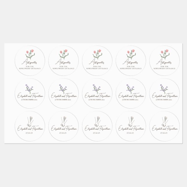 Romantic Minimalist Hand in Hand Line Art Favours Labels (Sheet)