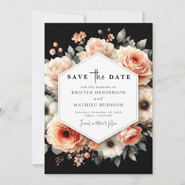 Romantic Minimalist Peach Wedding Save The Date (Front)