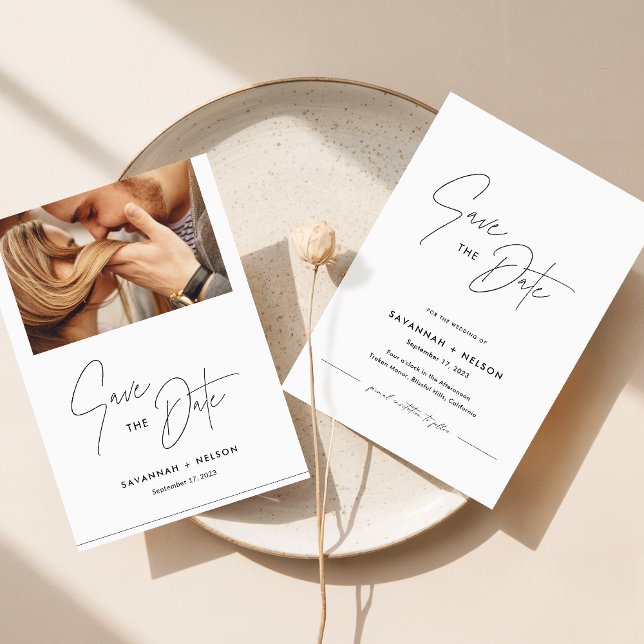 Romantic Minimalist Photo Save the Date Invitation (Creator Uploaded)