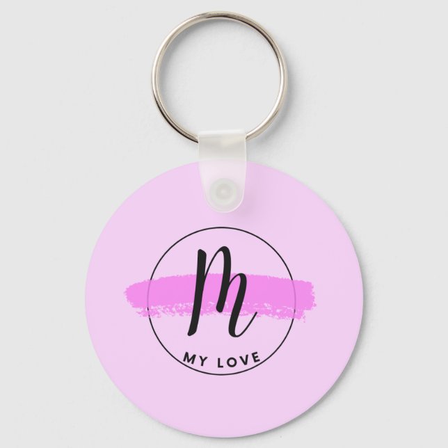 Romantic Minimalist Pink Brushstroke Keychain (Front)