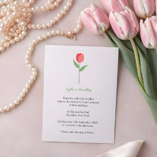 Romantic Minimalist Pink Tulip Invitation