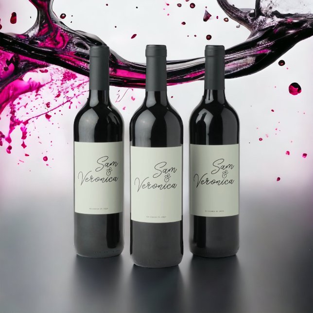 Romantic Minimalist Sage Wedding Wine Label (Creator Uploaded)