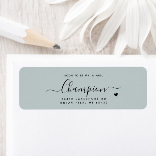 Romantic Minimalist Script Dusty Blue Wedding Label