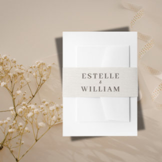 Romantic Minimalist Wedding Invitation Belly Band 