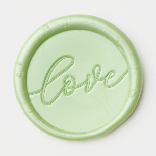 Romantic Mint Green Cursive Wax Seal Sticker