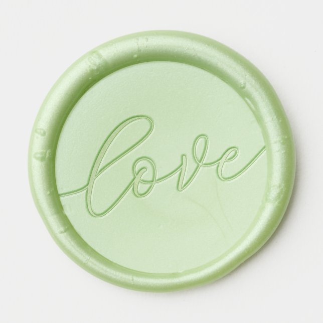 Romantic Mint Green Cursive Wax Seal Sticker (Front)