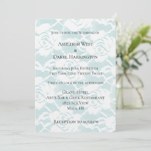 Romantic Mint White Floral Wedding Invitation