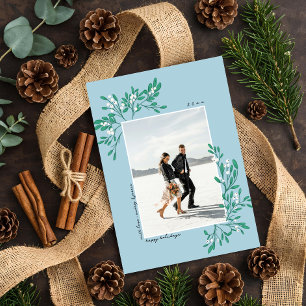 Romantic Mistletoe- Flat Photo Holiday Card