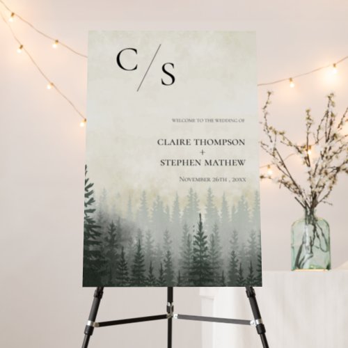 Romantic Misty Forest Trees Welcome To Our Wedding Foam Board