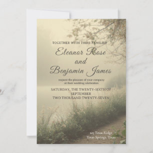 Romantic Misty Lakeside Vintage Wedding Invitation
