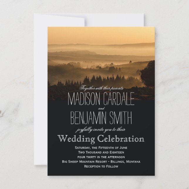 Romantic Misty Mountains Rustic Wedding Invitation (Front)
