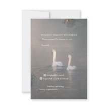 Romantic Misty Swan Wedding RSVP Card