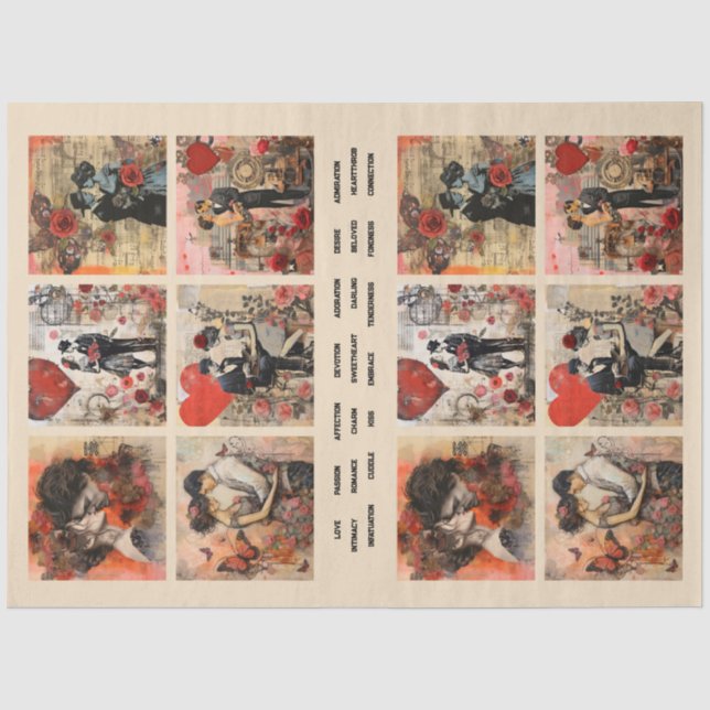 Romantic Mixed Media Background Couple Valentine 3 Tissue Paper (Front)