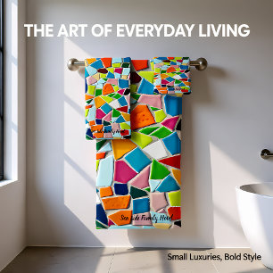 Romantic Modern Art Geometry mosaic monogram Bath Towel Set