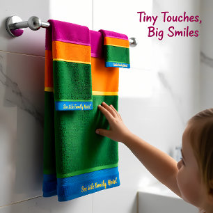 Romantic Modern Art Geometry rainbow stripes 1 Bath Towel Set