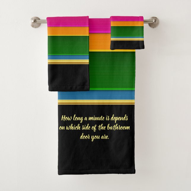 Romantic Modern Art Geometry rainbow stripes Bath  Towel Set (Insitu)
