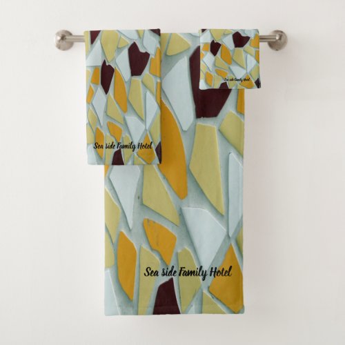 Romantic Modern Art Geometry _yellow orange white Bath Towel Set