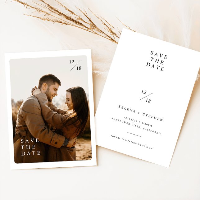 Romantic Modern Boho Photo Save The Date Invitation (Creator Uploaded)