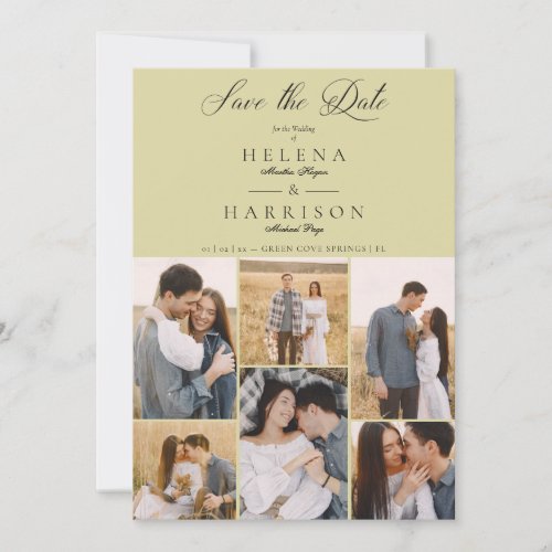 Romantic Modern Chic Collage 6 Photos Couple Save The Date