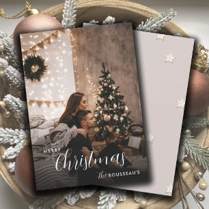 Romantic Modern Couple Custom Holiday Photo Card
