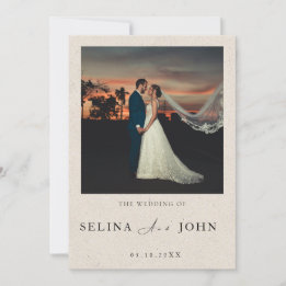 Romantic Modern Cream Photo Editable Wedding Invitation