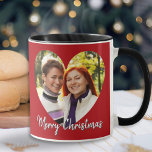 Romantic Modern Cute Custom Photo Heart Christmas Mug<br><div class="desc">Surprise someone special with this cute mug,  featuring a favorite photo within a love heart shaped 'frame'. Below the picture is the greeting 'Merry Christmas' in attractive script typography. Personalize the other side with your own message,  as a finishing touch to your unique holiday gift.</div>