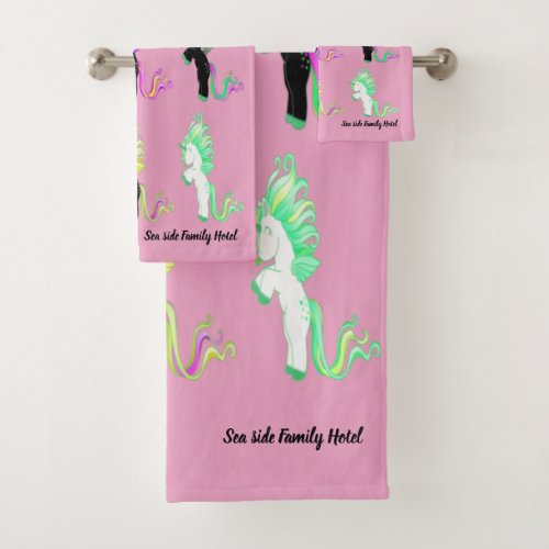 Romantic modern Cute Unicorn monogram Bath Towel Set