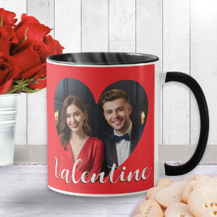 Romantic Modern Cute Valentine Hearts Custom Photo Mug