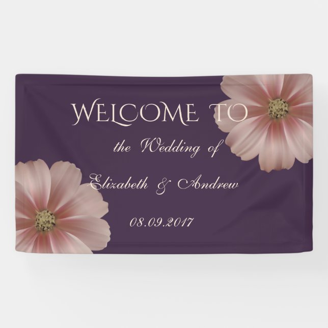 Romantic Modern Elegant Daisy  Wedding Banner (Horizontal)