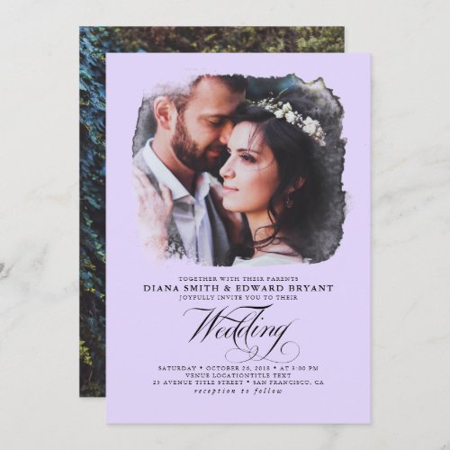 Romantic Modern Elegant Two Photos Wedding Invitat Invitation