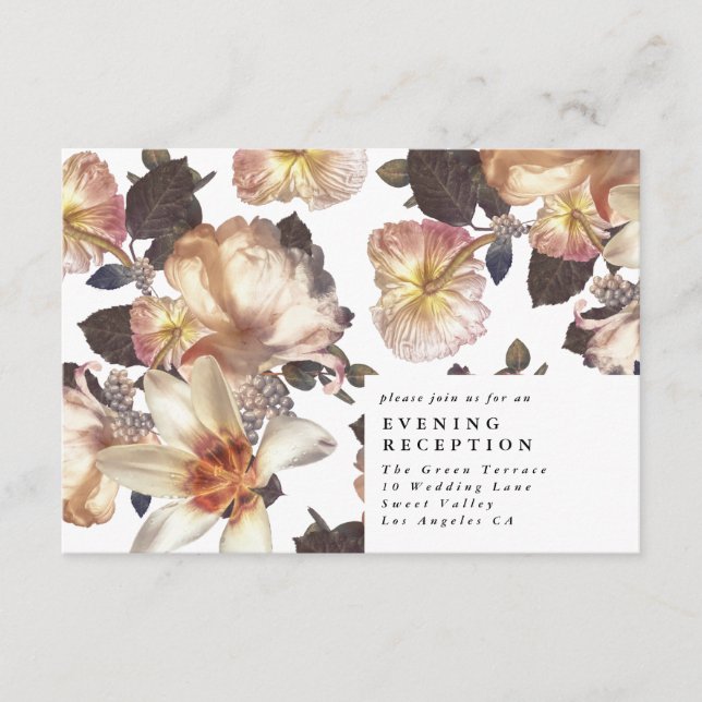 Romantic Modern Flower Floral Wedding Enclosure Card (Front)
