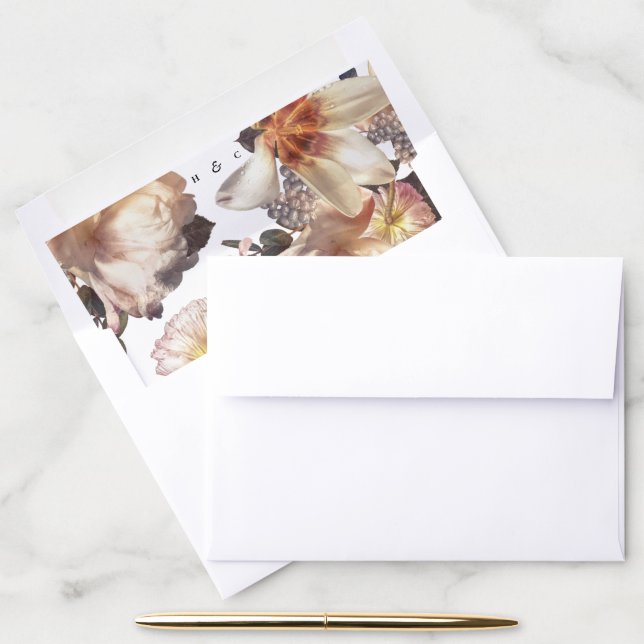 Romantic Modern Flower Floral Wedding Envelope Liner (Desk)