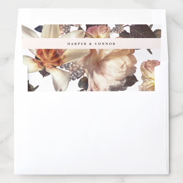 Romantic Modern Flower Floral Wedding Envelope Liner (In Envelope)