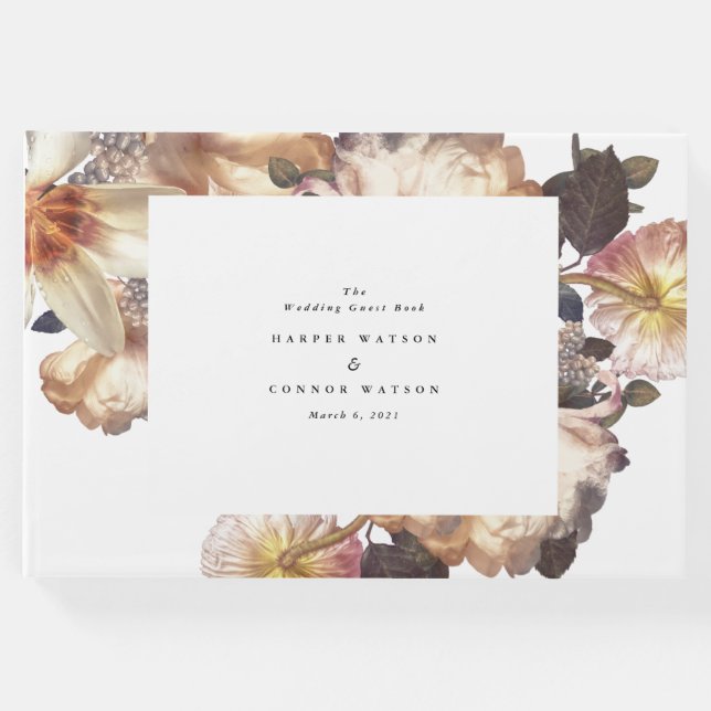 Romantic Modern Flower Floral Wedding Guest Book (Front)