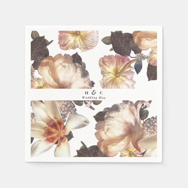 Romantic Modern Flower Floral Wedding Napkins (Front)
