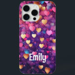 Romantic Modern Love Hearts Personalized Name iPhone 15 Pro Max Case<br><div class="desc">Romantic Modern Love Hearts Personalized Name iPhone 15 Pro Max Phone Cases features a cute pattern of pink,  purple,  gold and blue love hearts. Perfect gift for girls,  girlfiends,  wife for Valantine's Day,   birthday,  Christmas,  holidays and more. Designed by Evco Studio www.zazzle.com/store/evcostudio</div>