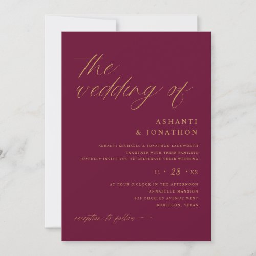 Romantic Modern Mulberry Wedding Invitation