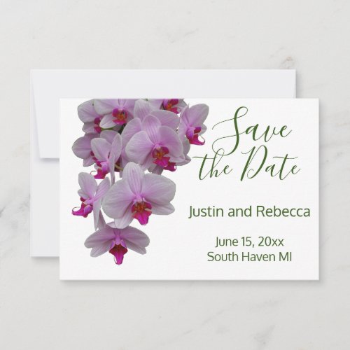 Romantic modern pink orchids orchid photo save the date