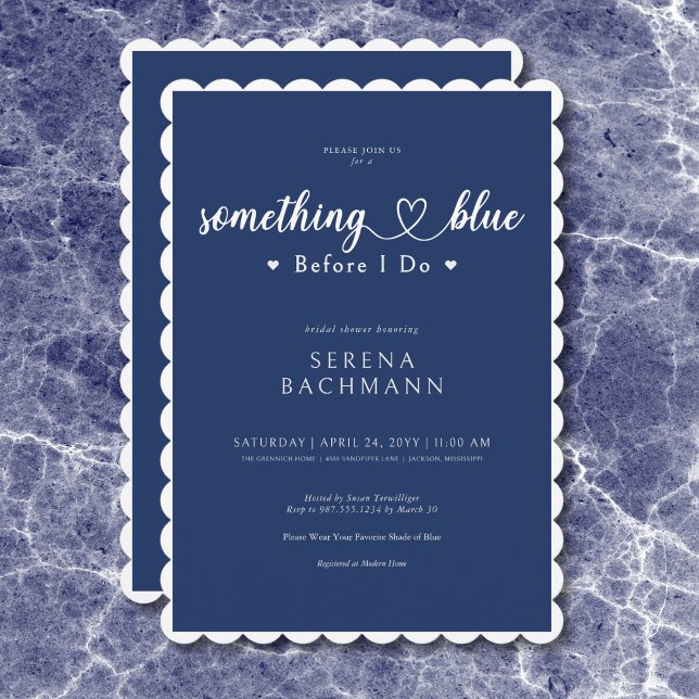 Romantic Modern Something Blue Before I Do Shower Invitation (Creator Uploaded)