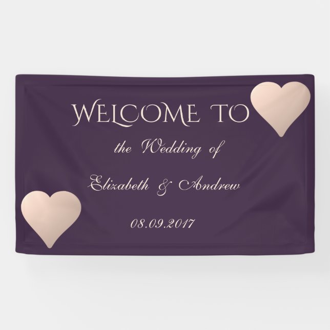 Romantic Modern Stylish Hearts  Wedding Banner (Horizontal)