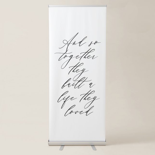 Romantic Modern Wedding Decor & Photo Backdrop Retractable Banner (Front)