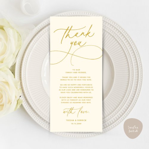Romantic Modern Wedding Reception Thank You Card