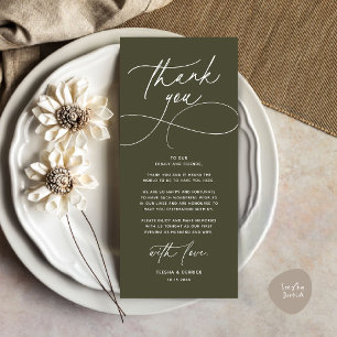 Romantic Modern Wedding Reception Thank You Card