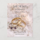 Romantic Modern Wedding Rings Save The Date Announcement Postcard at Zazzle