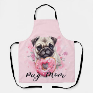 Romantic Mom Pug with Lovely Donut Apron