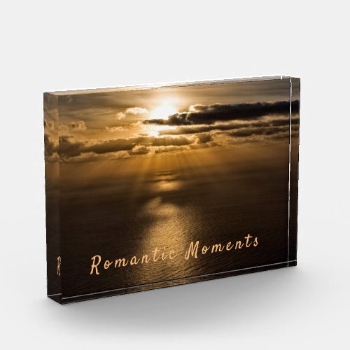 Romantic moments sunset ocean photo with text