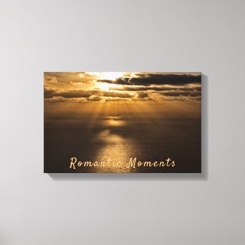 Romantic moments sunset ocean photo with text canvas print