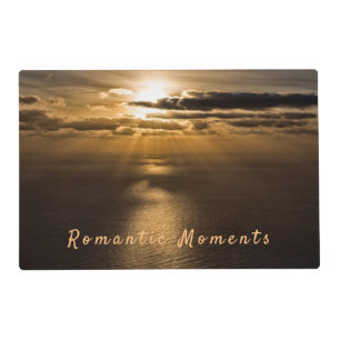 Romantic moments sunset ocean photo with text placemat